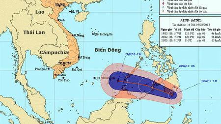 Sơ đồ dự báo hướng đi áp thấp nhiệt đới - Nguồn: Trung tâm Dự báo khí tượng thủy văn trung ương.